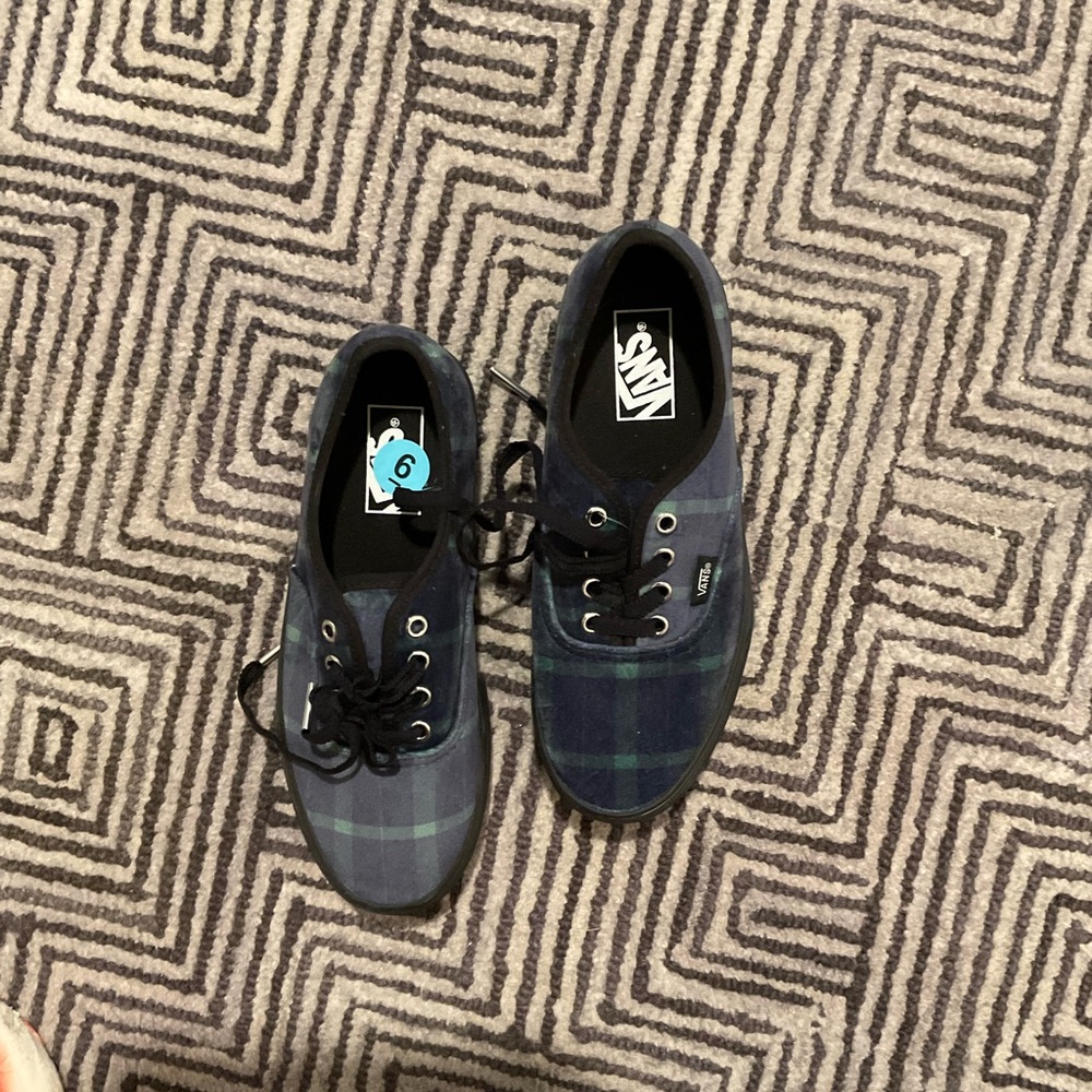 Vans Plaid Sneakers - Navy and Black and Green 
NEW!!